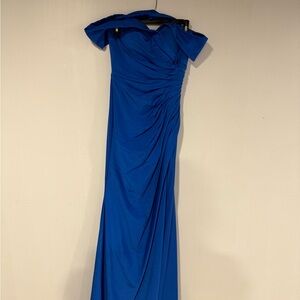 Elegant Blue Off-Shoulder Evening Gown